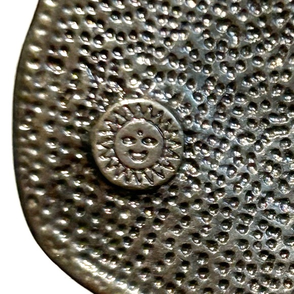 Sunny Yellow Orange and Silver Tone Statement Necklace Pendant Textured Bright - Picture 5 of 10